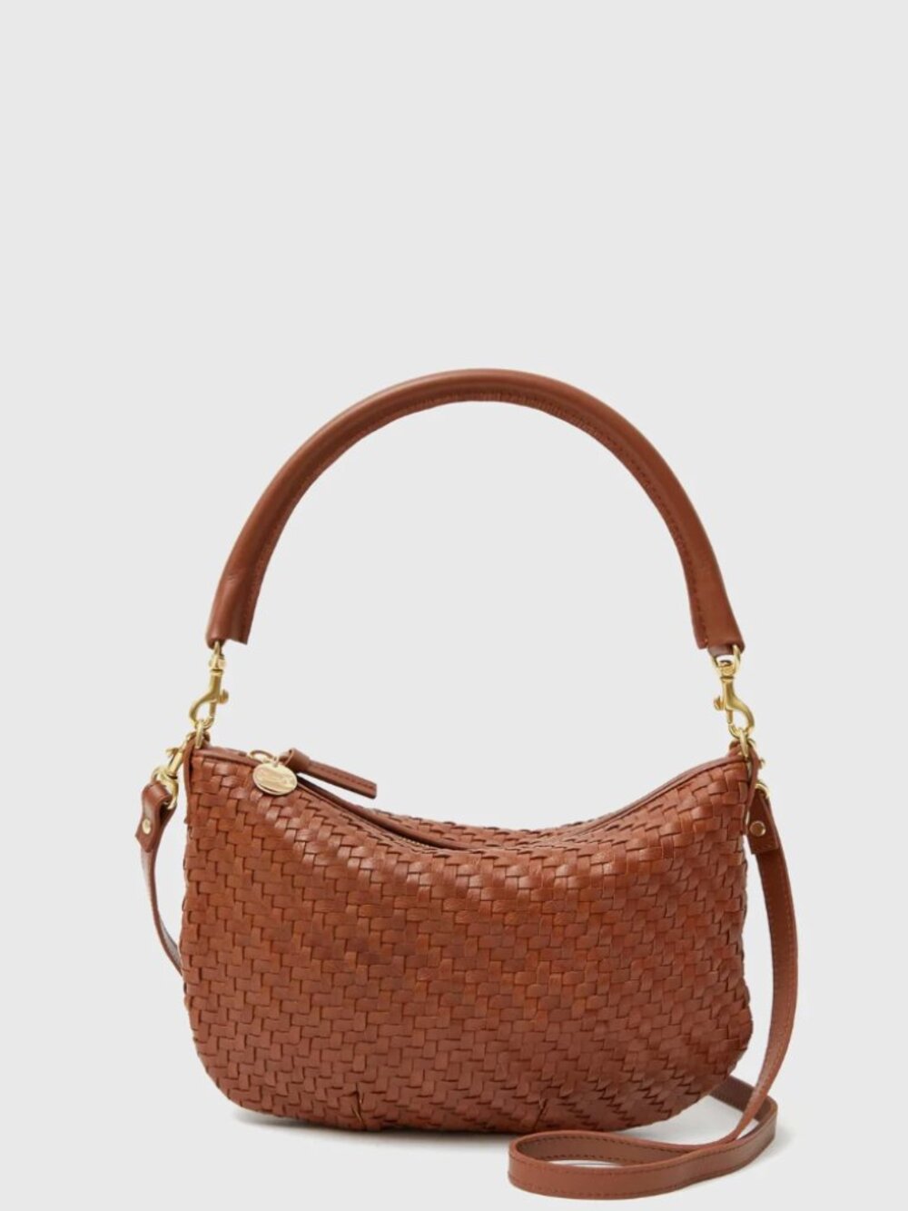 Clare V. Petit Moyen Messenger Handbag in Hazelnut Woven Zig-Zag